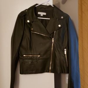 Green Faux Leather Biker Jacket